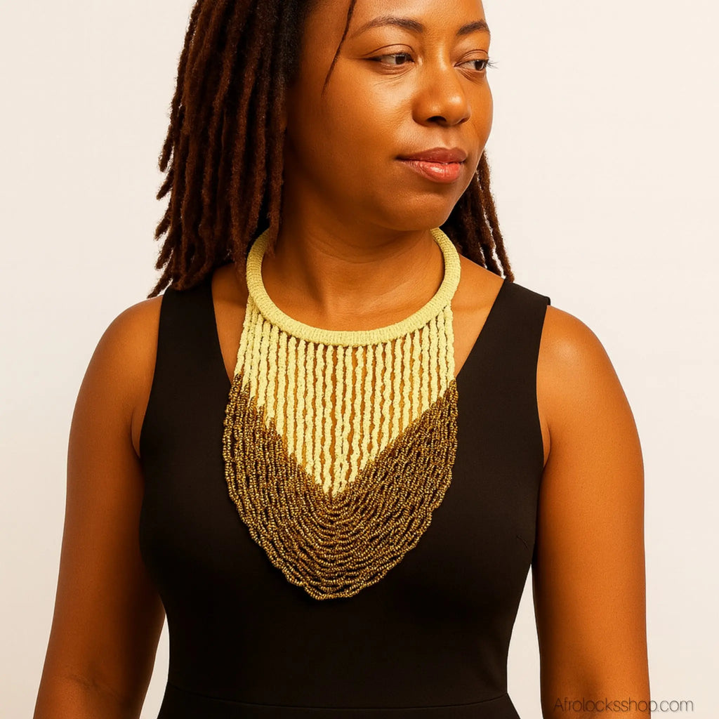 CollierfrangesperlesfabriquealamainAfrique7 - Afro Locks Shop