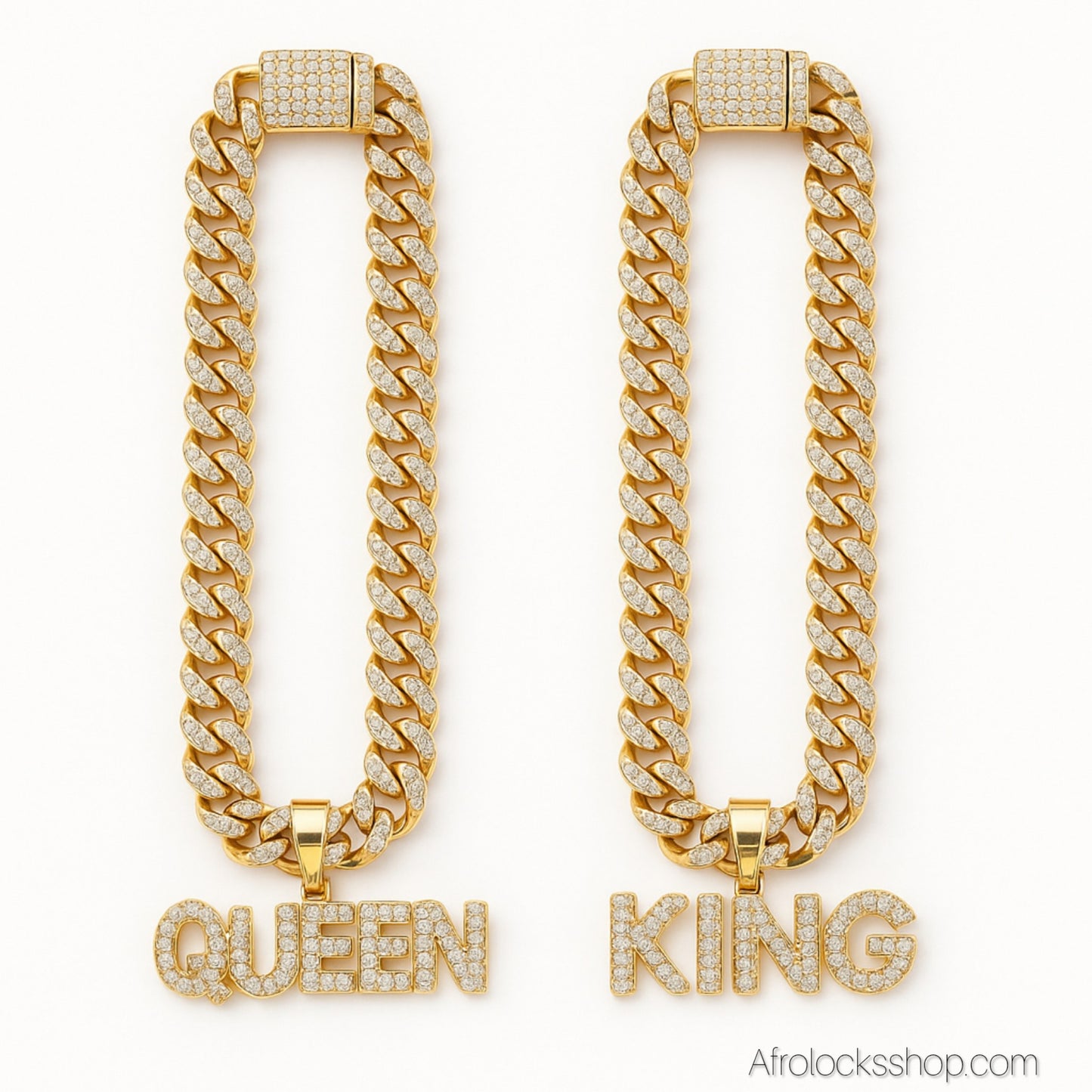 Collier KING / QUEEN – Maille Cubaine 13 mm en Acier Inox ✨ (au choix ou Duo)