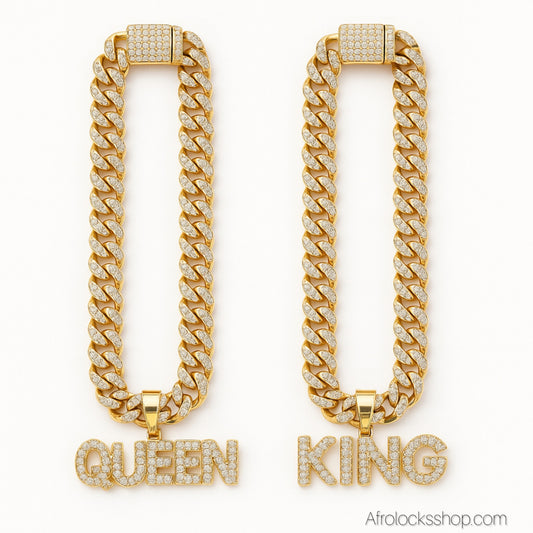 Collier KING / QUEEN – Maille Cubaine 13 mm en Acier Inox ✨ (au choix ou Duo)