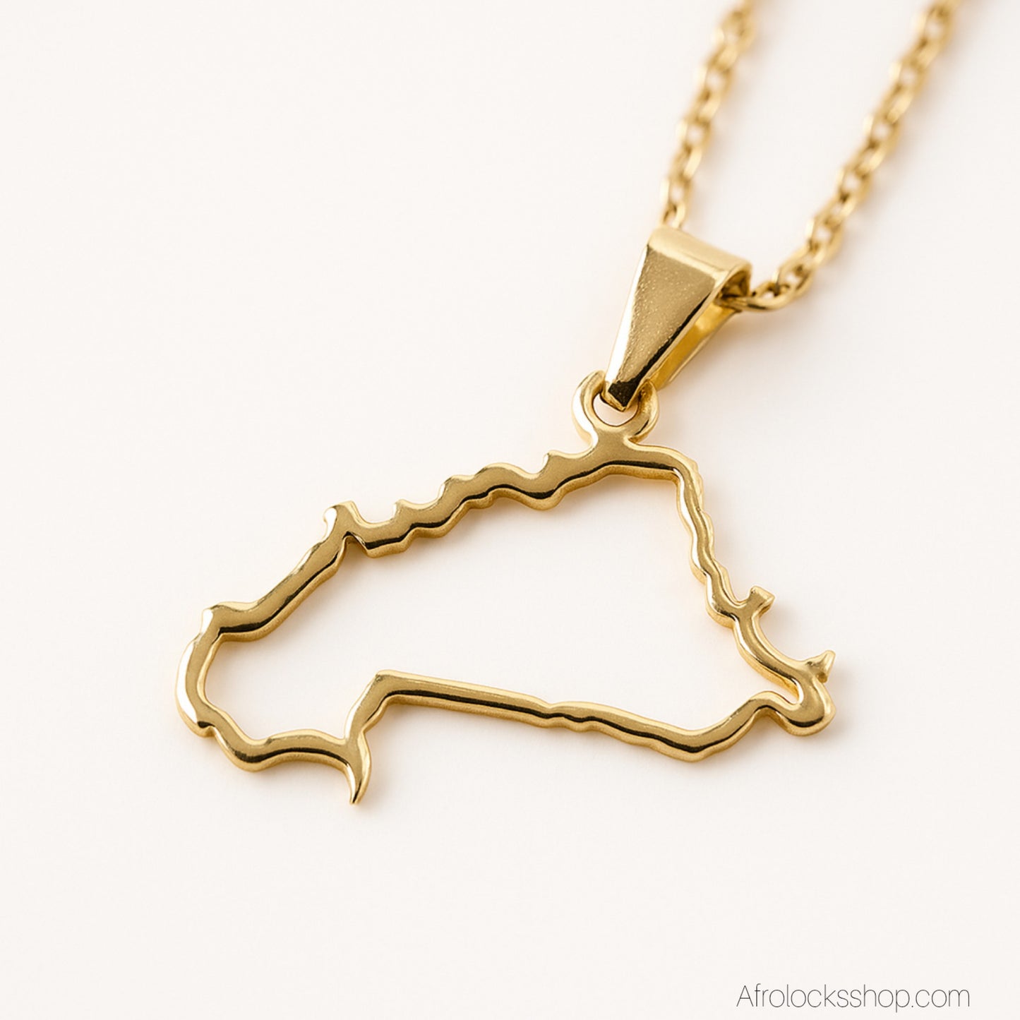 Collier doré Burkina Faso – acier inoxydable, carte du pays – bijou de fierté africaine 🌍✨