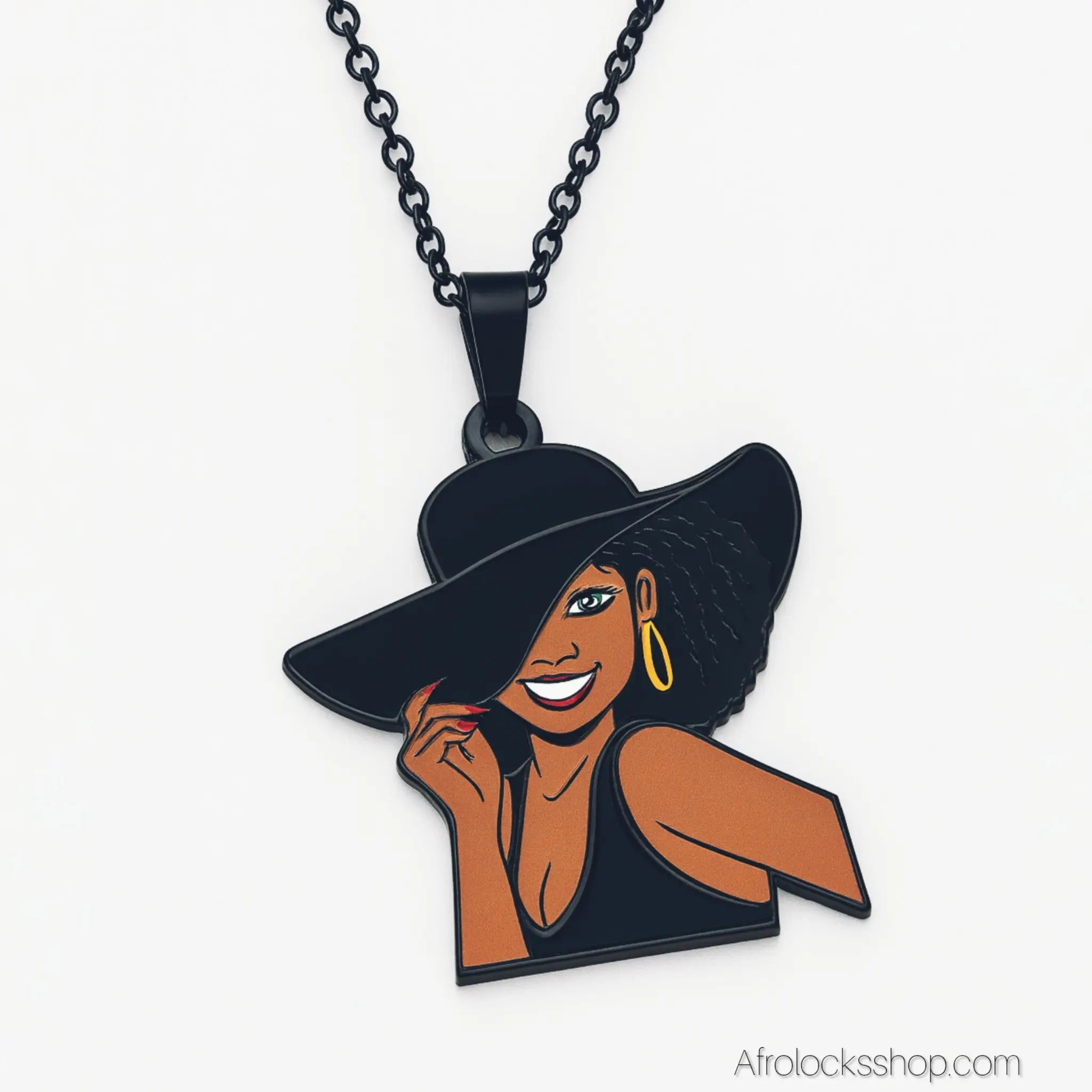Collierpendentifacierinoxydablefemmenoire2 - Afro Locks Shop