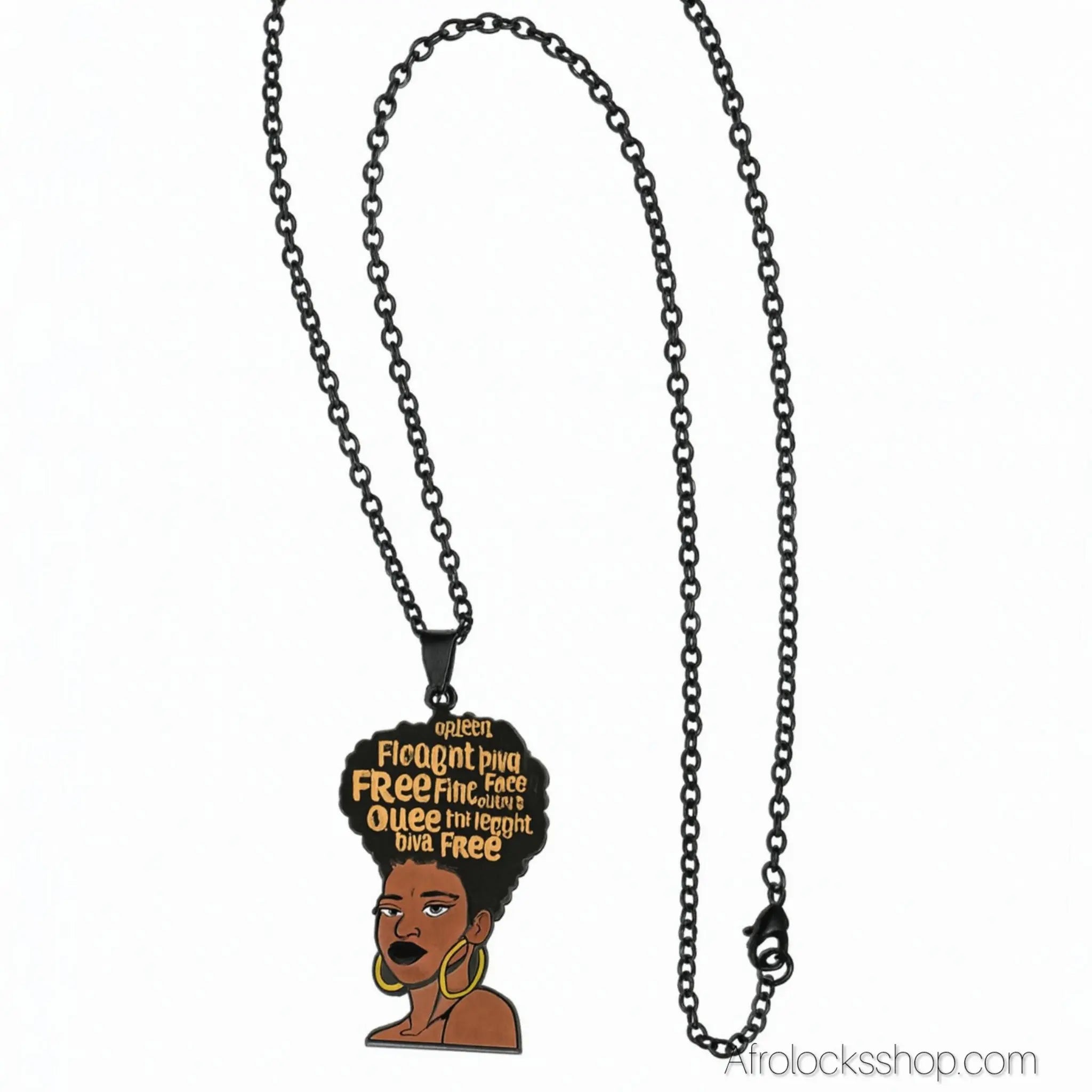 Collierpendentifacierinoxydablefemmenoire6 - Afro Locks Shop