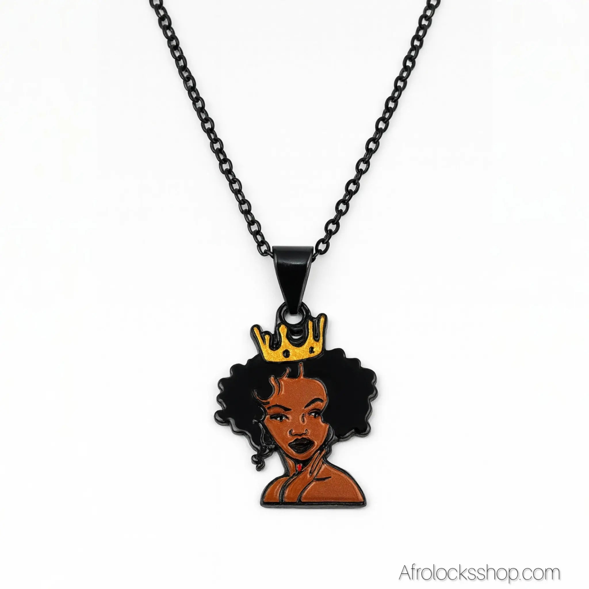 Collierpendentifacierinoxydablefemmenoire7 - Afro Locks Shop