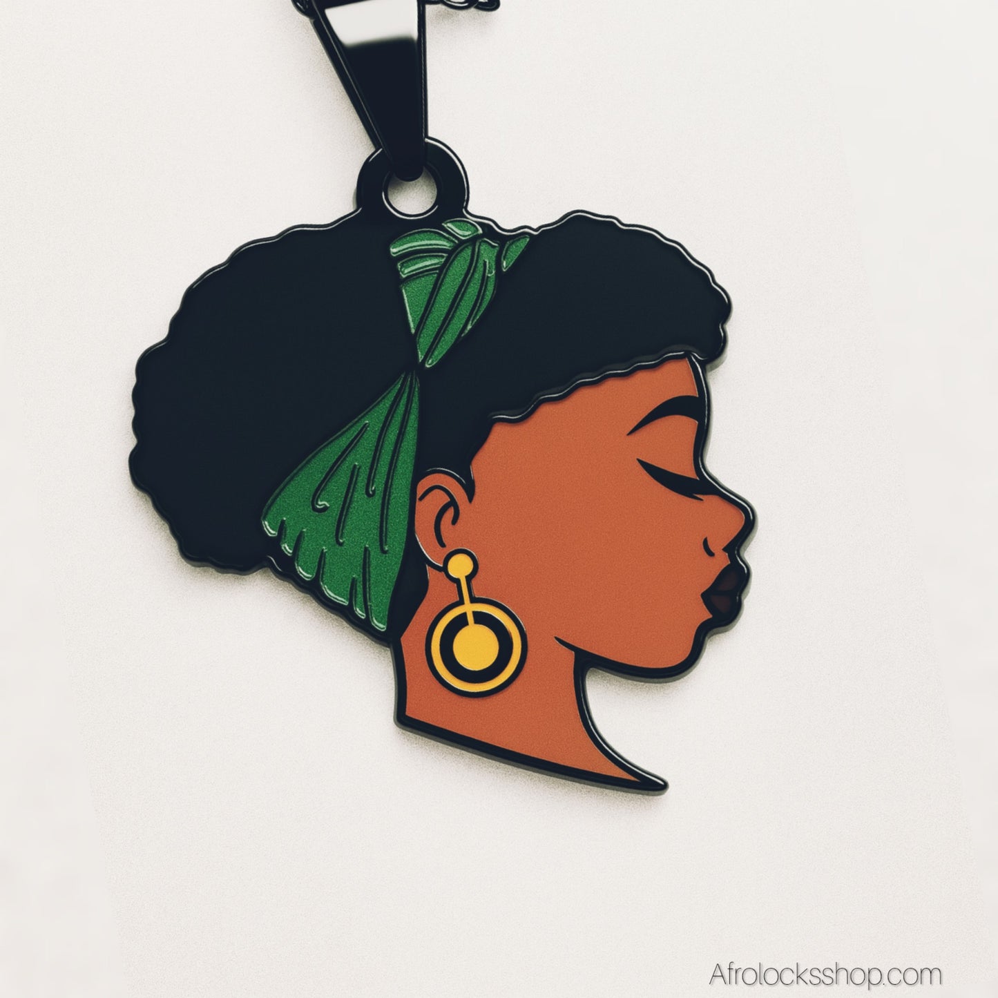 Collier “Black Woman” – Chaîne inox 50 cm & pendentif émaillé (14 styles)