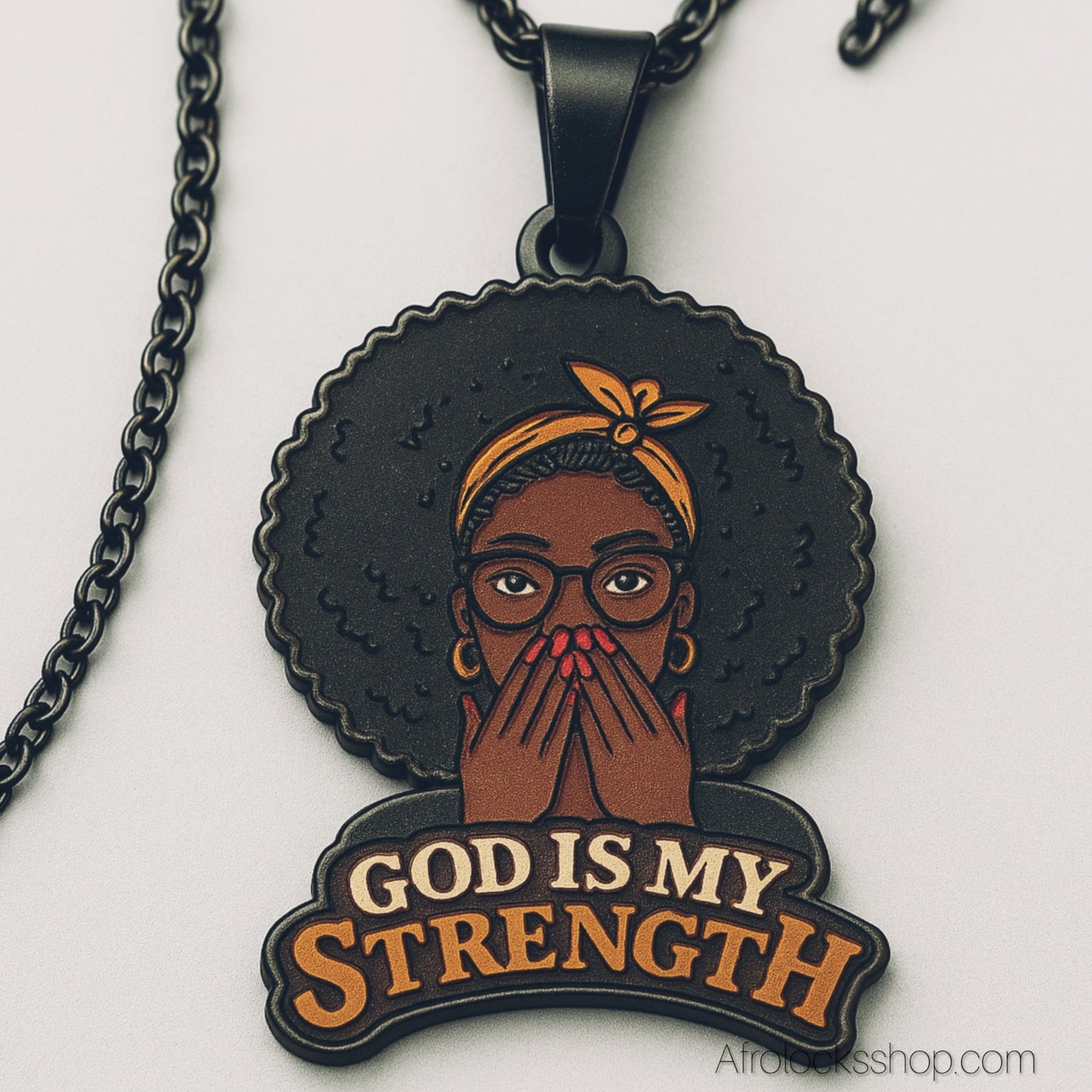 Collier “Black Woman” – Chaîne inox 50 cm & pendentif émaillé (14 styles)