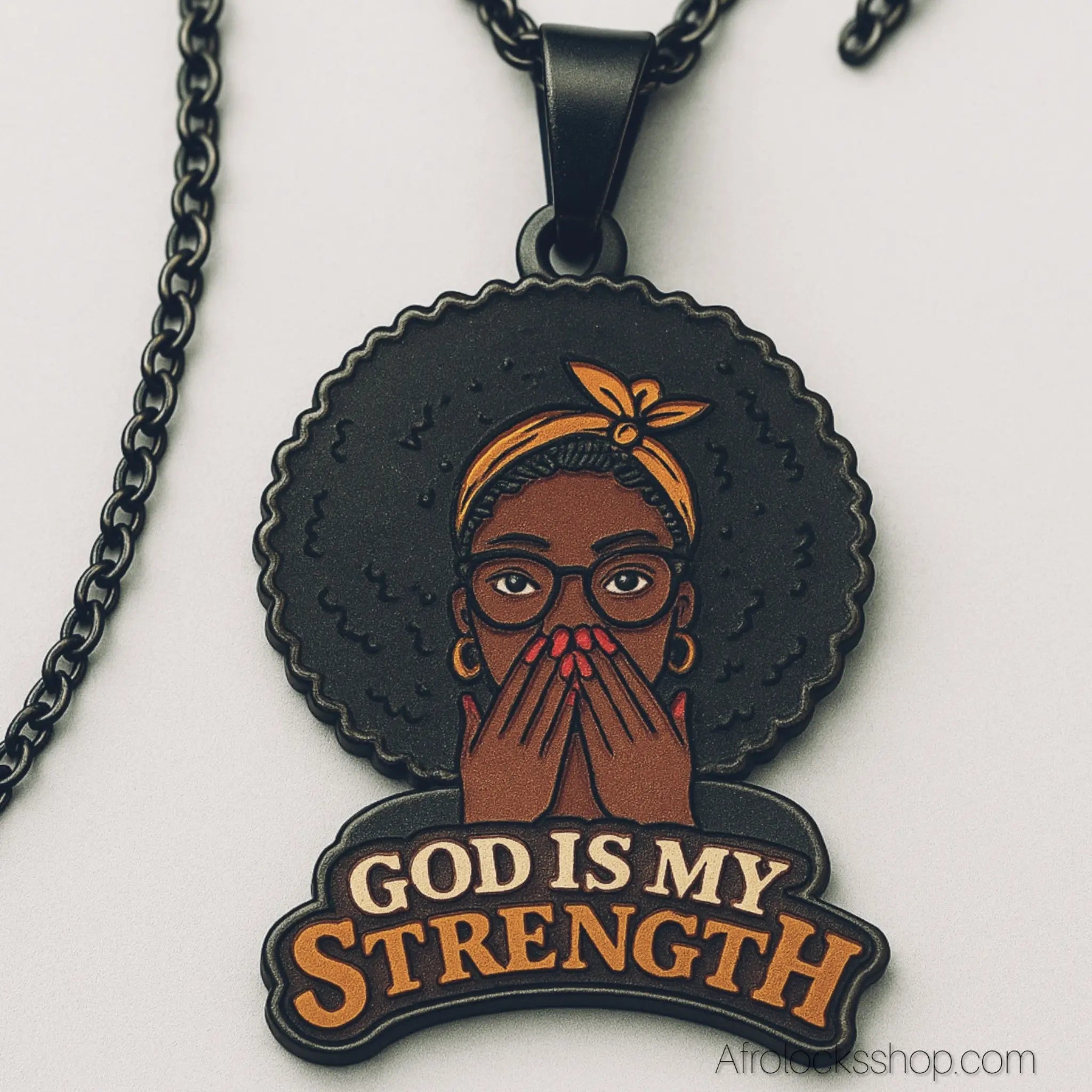 Collierpendentifacierinoxydablefemmenoire9 - Afro Locks Shop