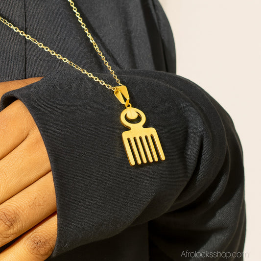 Collier Adinkra DUAFE – Acier inoxydable 316L – Or ou Argent – Chaîne 50 cm