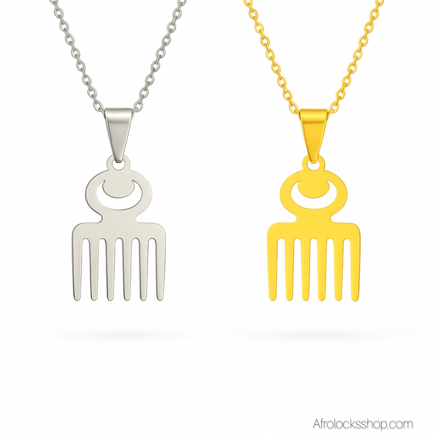 Collier Adinkra DUAFE – Acier inoxydable 316L – Or ou Argent – Chaîne 50 cm