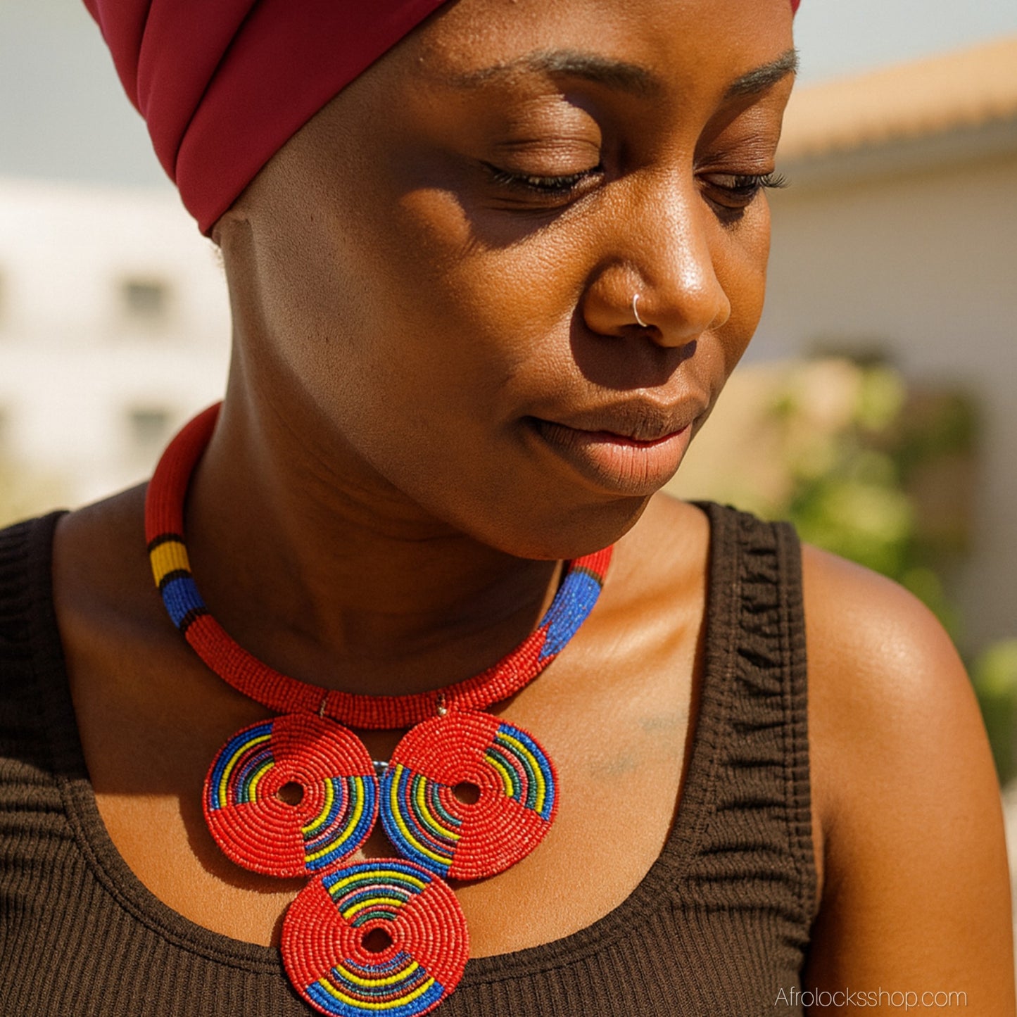 🎨 Collier perlé inspiration zoulou – fait main au Kenya