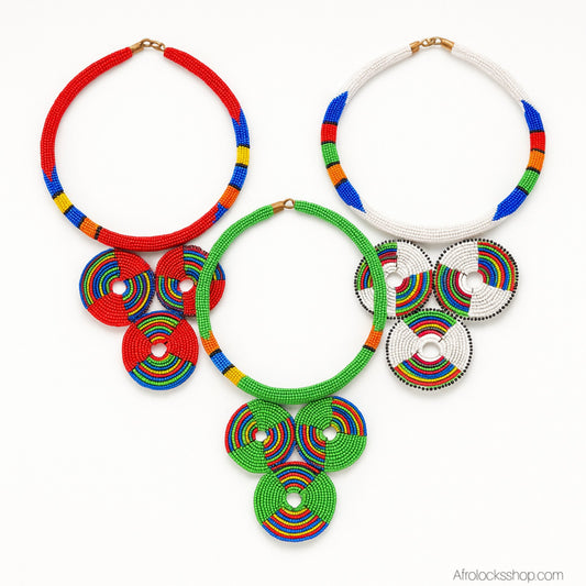 🎨 Collier perlé inspiration zoulou – fait main au Kenya