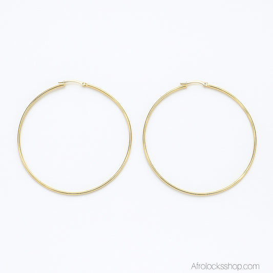 Créoles XXL 9 cm – acier inoxydable doré – dorure épaisse et durable