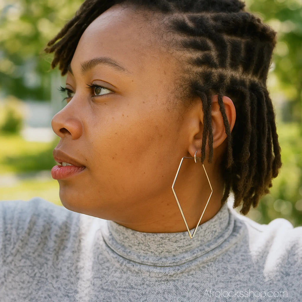 Creoles_hexagonales_acier_inox_couleur_or_2 - Afro Locks Shop
