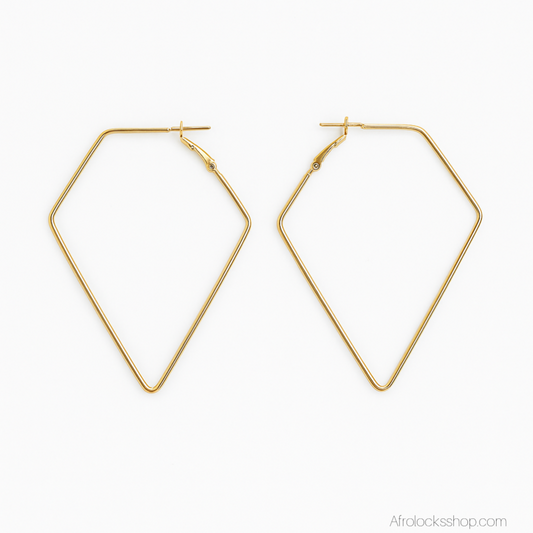 Créoles hexagonales en acier inox doré – boucles d’oreilles géométriques légères