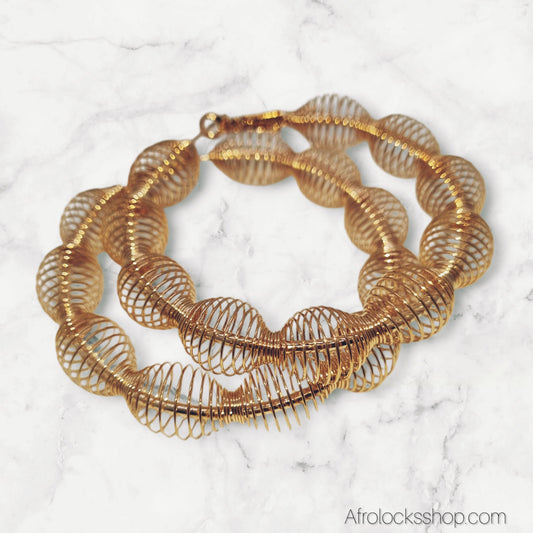 Créoles “Ressort” dorées – Grandes boucles Ø6 cm – Légères & lumineuses