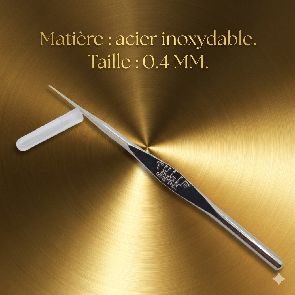 Crochet XS de Broderie 0.4 mm - Spécial MicroLocks, Sisterlocks et Locks Fines - Tulip Japan