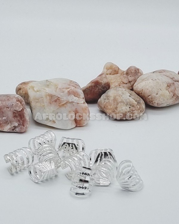 10 anneaux à cheveux type semainier couleur argent brillant et strass