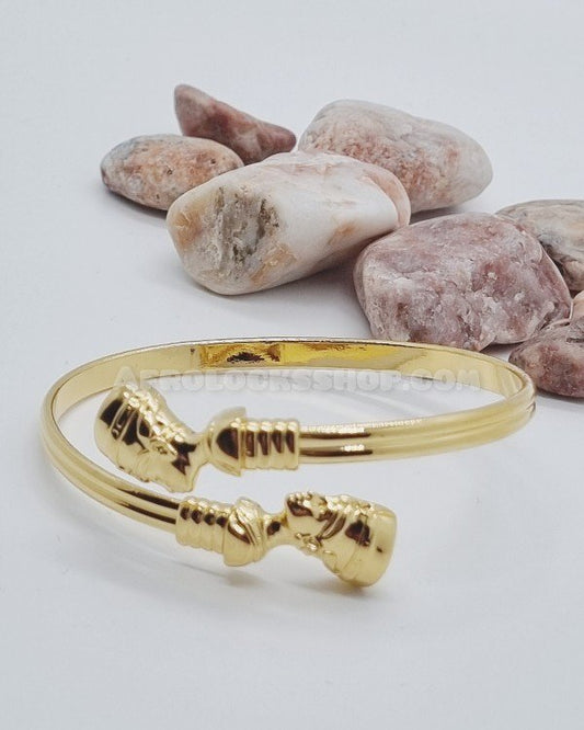 Bracelet manchette africain egyptien Nefertiti en acier inoxydable