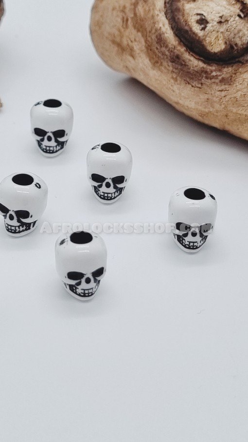 Lot de 10 perles tête de mort skull écru ou blanc pour cheveux barbe-SQ2530477