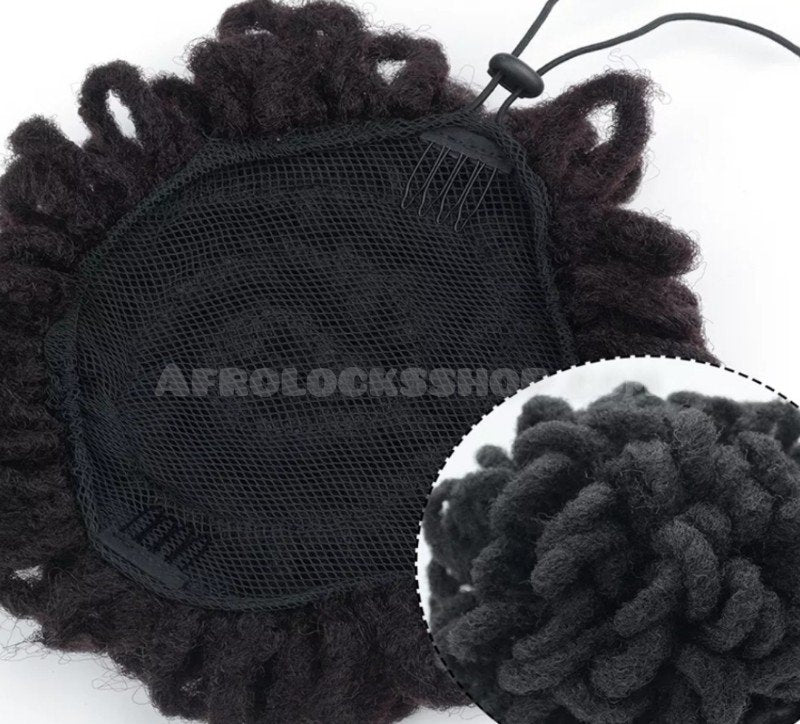 Faux chignon bun cheveux afros dreadlocks couleur noir 1B