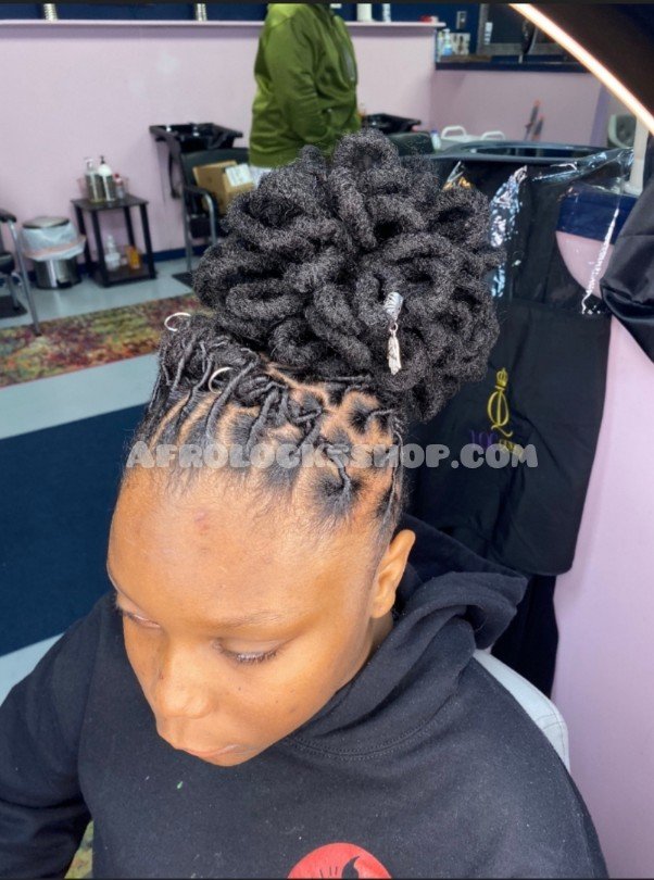 Faux chignon bun cheveux afros dreadlocks couleur noir 1B