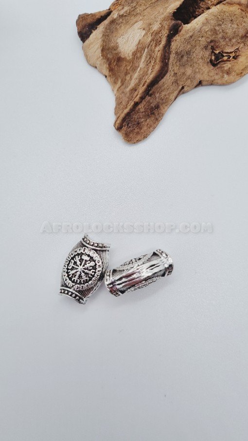 2 perles de style nordique aux gravures vegvisir viking pour locks et barbe