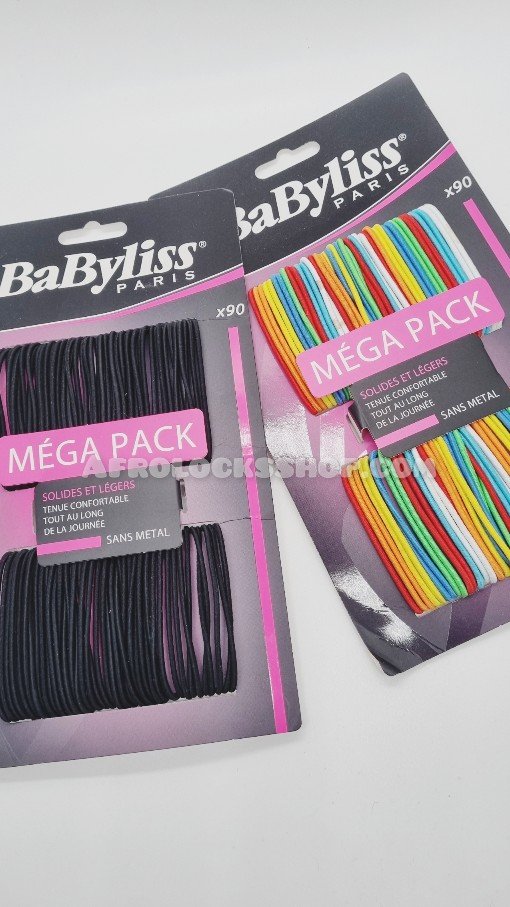 Mega pack de 90 élastiques Babyliss sans métal noir ou multicolore-SQ3620082