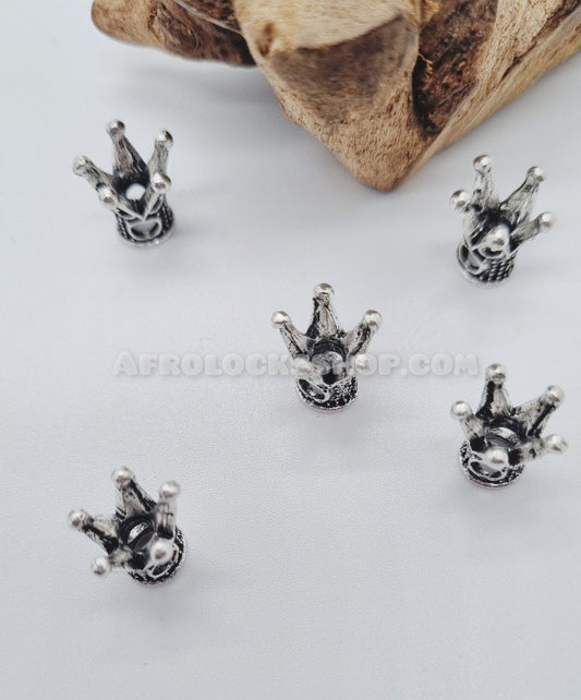 Lot de 5 perles couronne couleur argent ou doré pour cheveux-SQ4700387