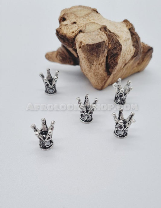 Lot de 5 perles couronne couleur argent ou doré pour cheveux-SQ4700387