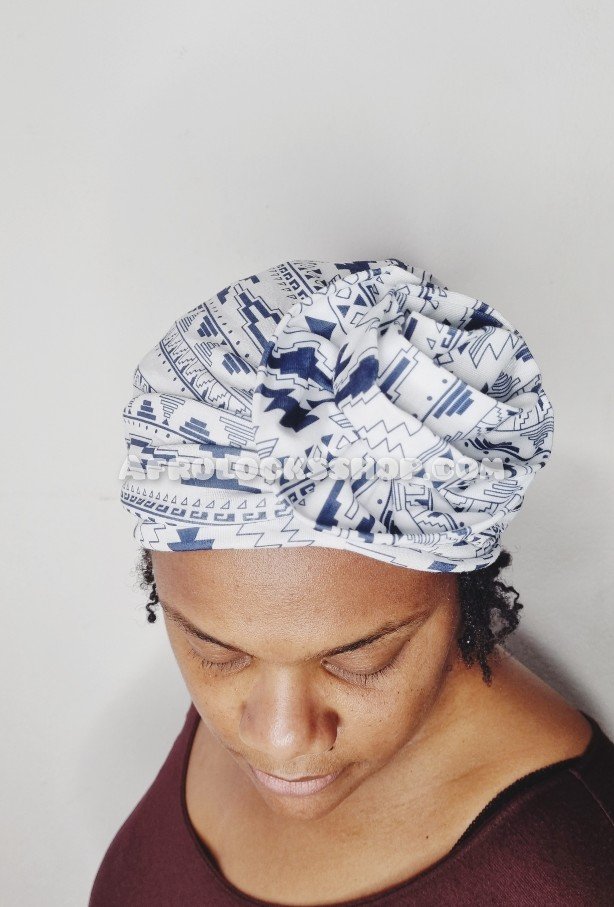 Turban foulard pré attaché d'inspiration africaine avec grande fleur 3D-SQ3465560