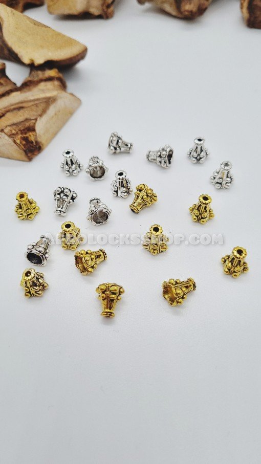 Lot de perles pétales de fleurs mix argent et or microbraids et microlocks