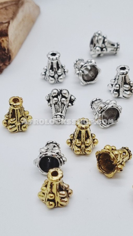 Lot de perles pétales de fleurs mix argent et or microbraids et microlocks