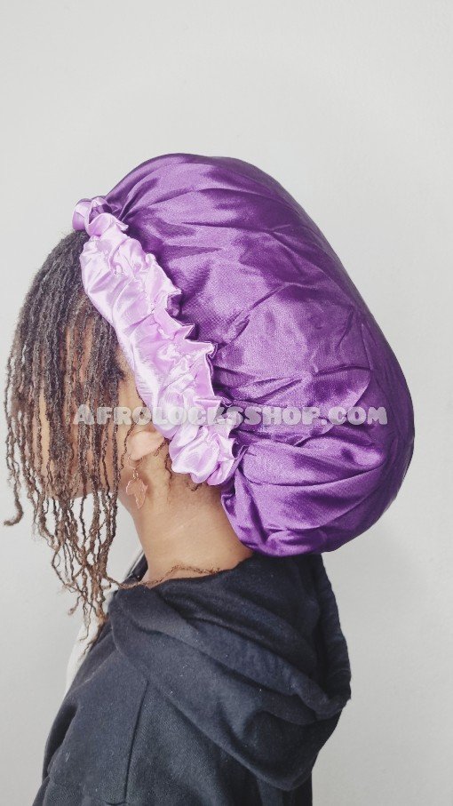 Bonnet de nuit réversible en satin avec lien coulissant ajustable-SQ1182515