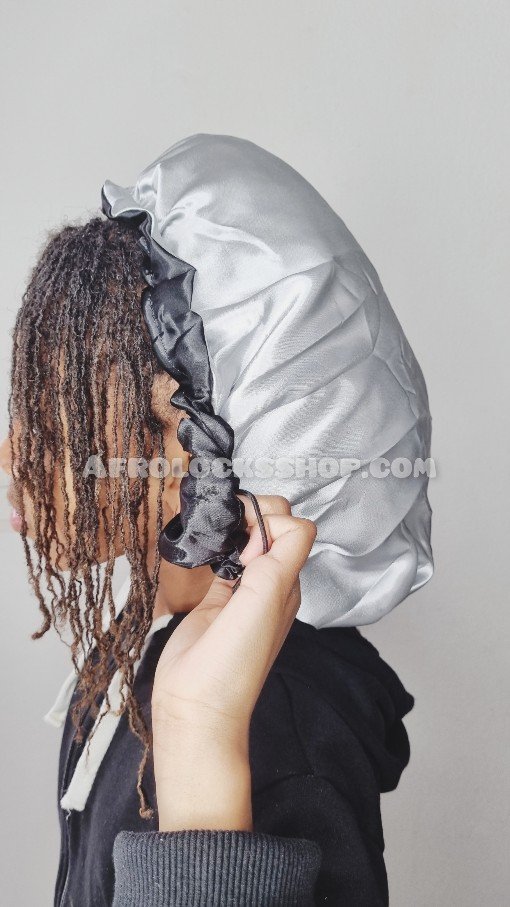 Bonnet de nuit réversible en satin avec lien coulissant ajustable-SQ1182515