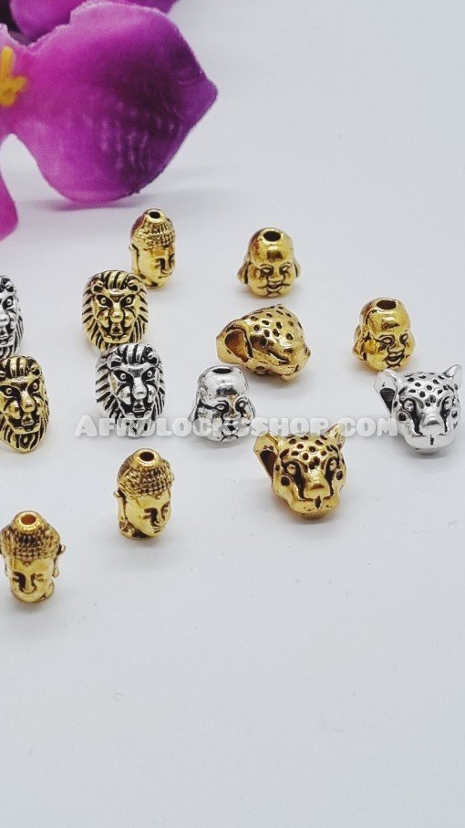 20 x petites perles  lion tigre bouddha