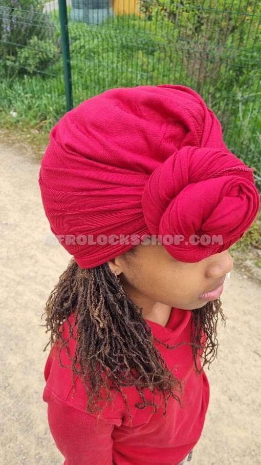 Echarpe longue rouge foulard turban hijab snood cheche headwrap en jersey extensible