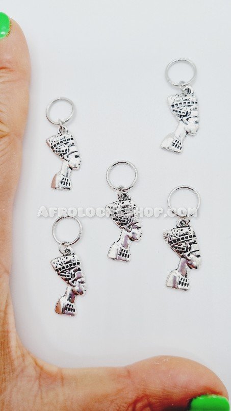 5 x breloques charm Nefertiti spécial cheveux tresses et locs