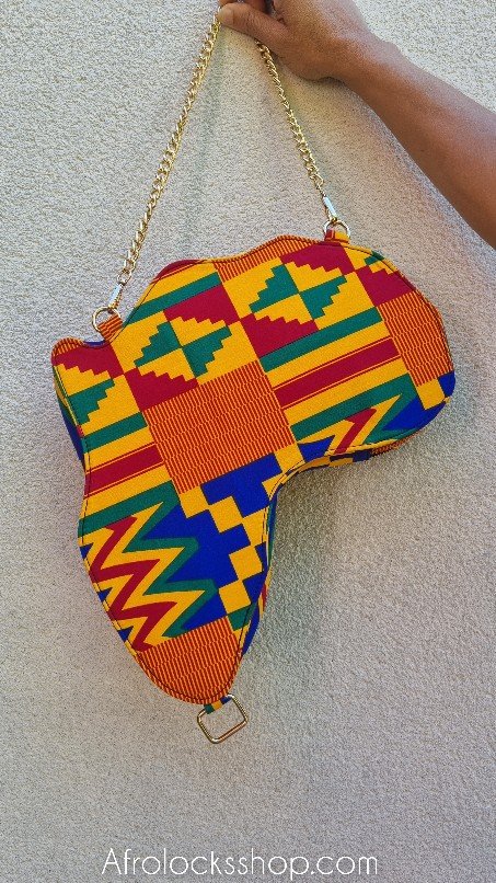 Sac forme Afrique en wax tons orangés