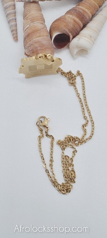 Chaîne et pendentif Côte d'Ivoire acier inoxydable