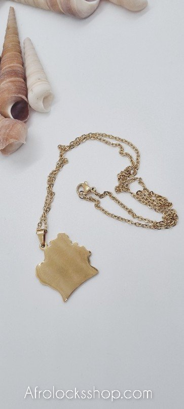 Chaîne et pendentif Côte d'Ivoire acier inoxydable