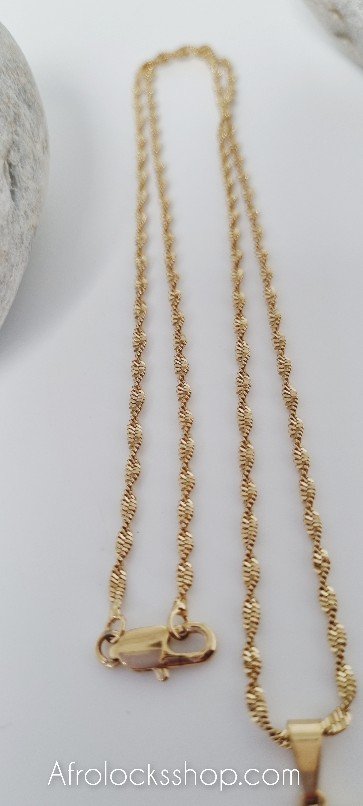 Chaîne et pendentif Gambie acier inoxydable