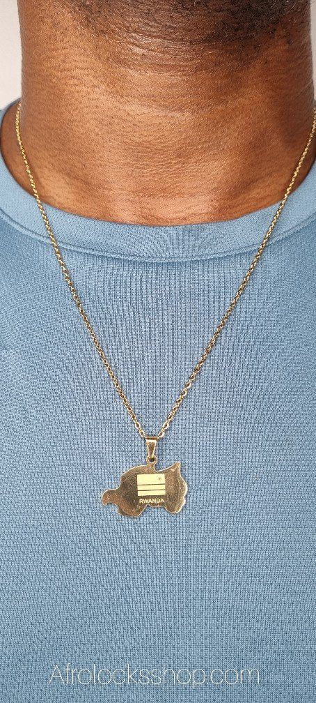 Pendentif Rwanda et chaîne 60 CM