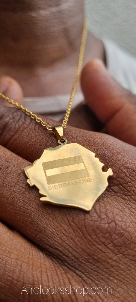 Chaîne et pendentif Sierra Leone acier inoxydable