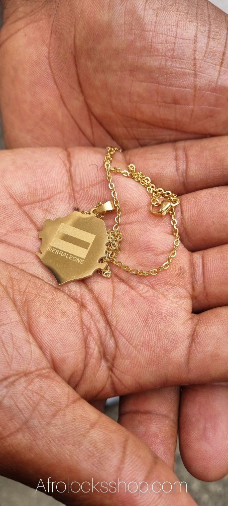 Chaîne et pendentif Sierra Leone acier inoxydable