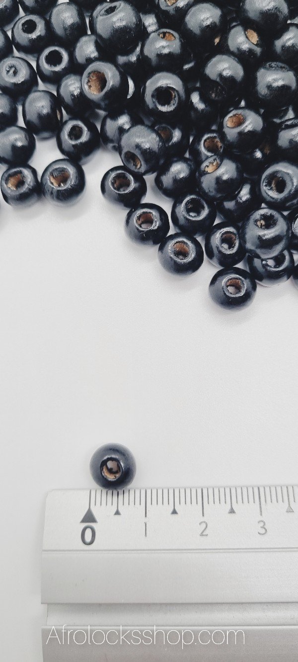 200 perles en bois noir