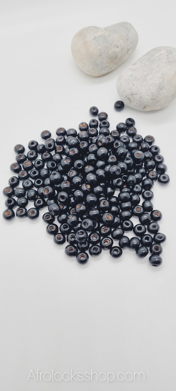 200 perles en bois noir