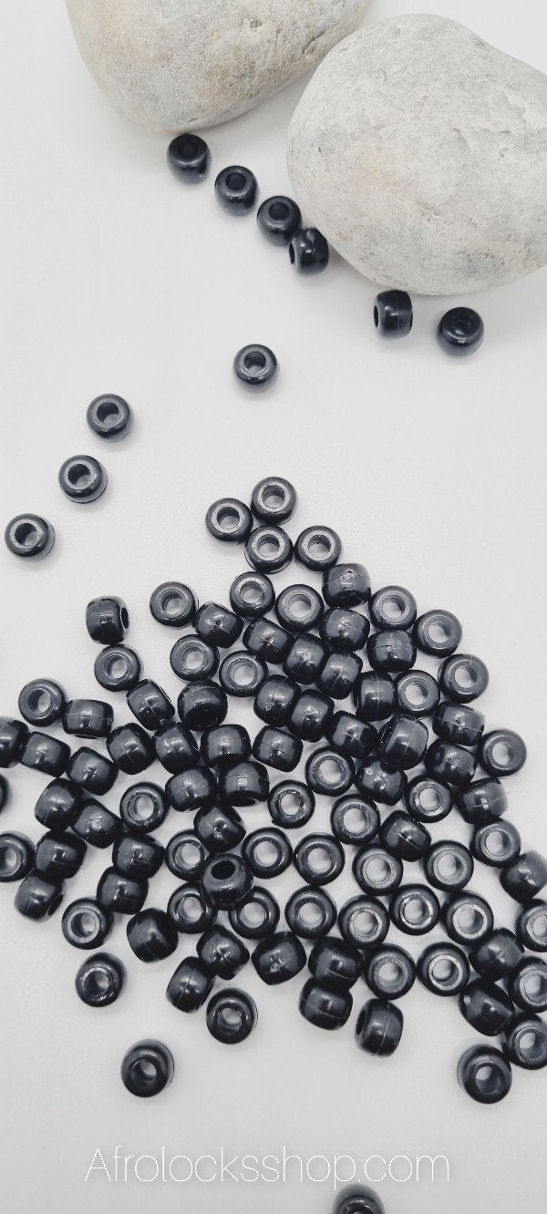Lot de 100 perles plastique noir