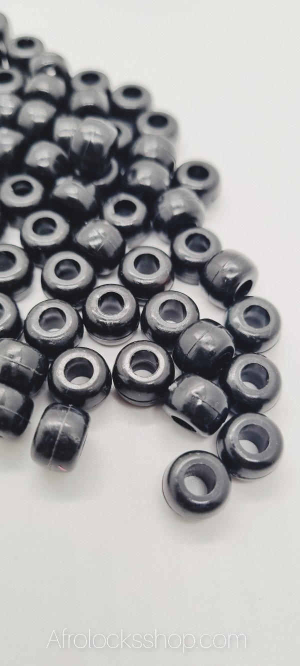 Lot de 100 perles plastique noir