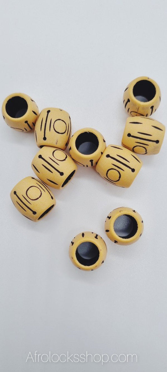 Lot de 10 grosses perles imitation bois