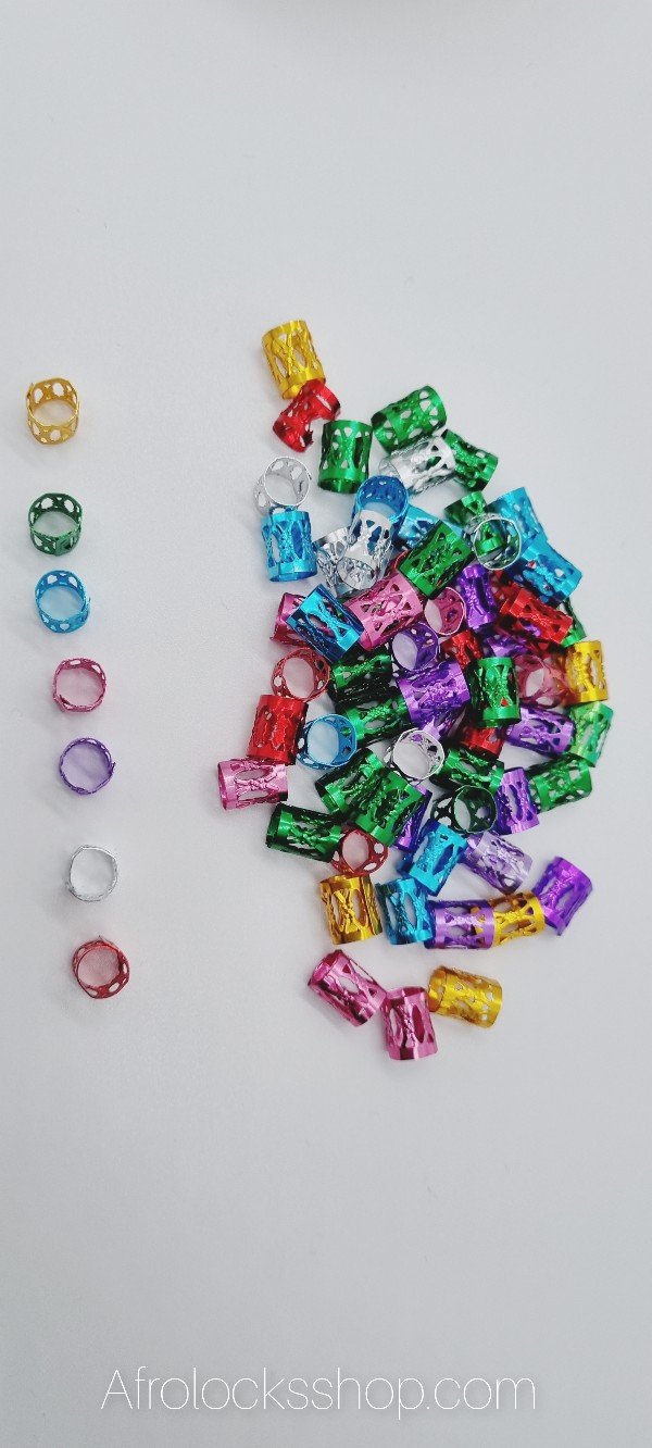 Manchettes anneaux cheveux multicolores