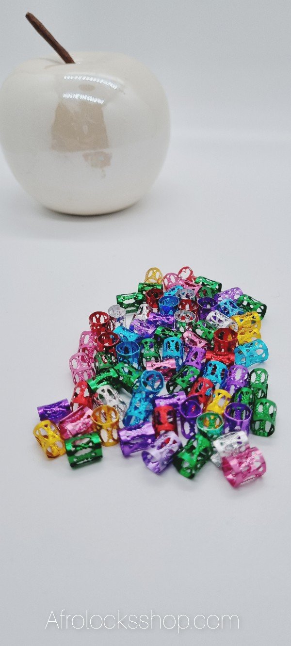 Manchettes anneaux cheveux multicolores